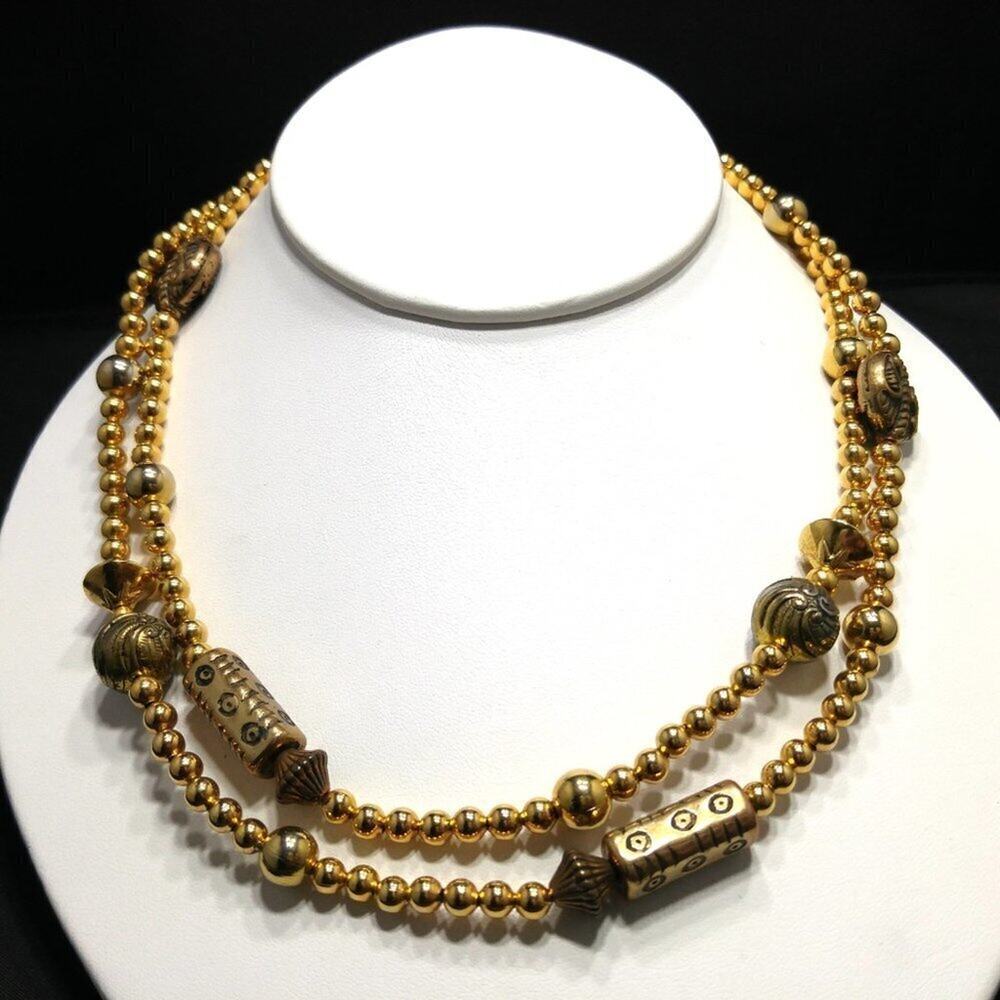 Robert Rose Gold Bronze Bohemian Beaded Necklace Long 35” Statement Jewelry